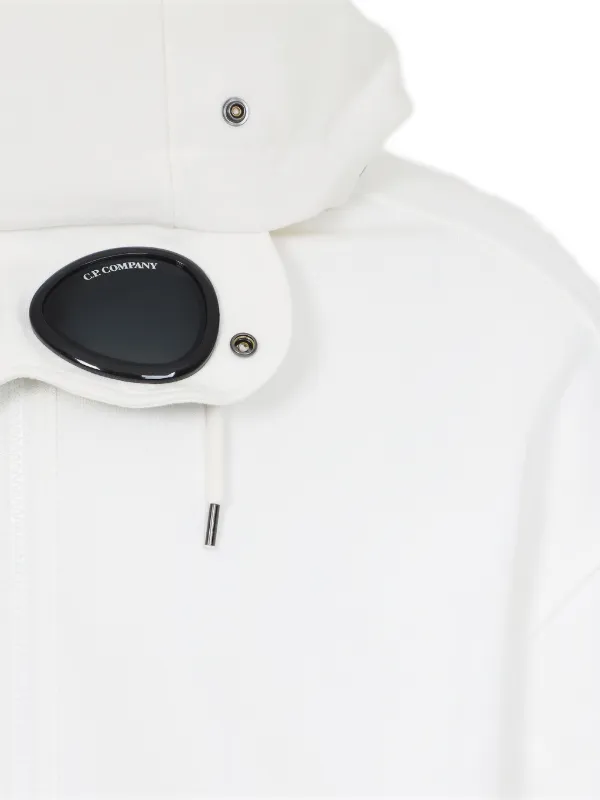 C.P. COMPANY ホワイト フード付き トップス C.P. Company goggle-detail zip-up Hoodie | White | FARFETCH