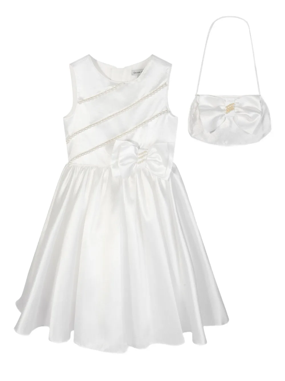 Dress & Fleur パールトリム リボンワンピース - ホワイト Dress & Fleur パールトリム リボンワンピース - ホワイト