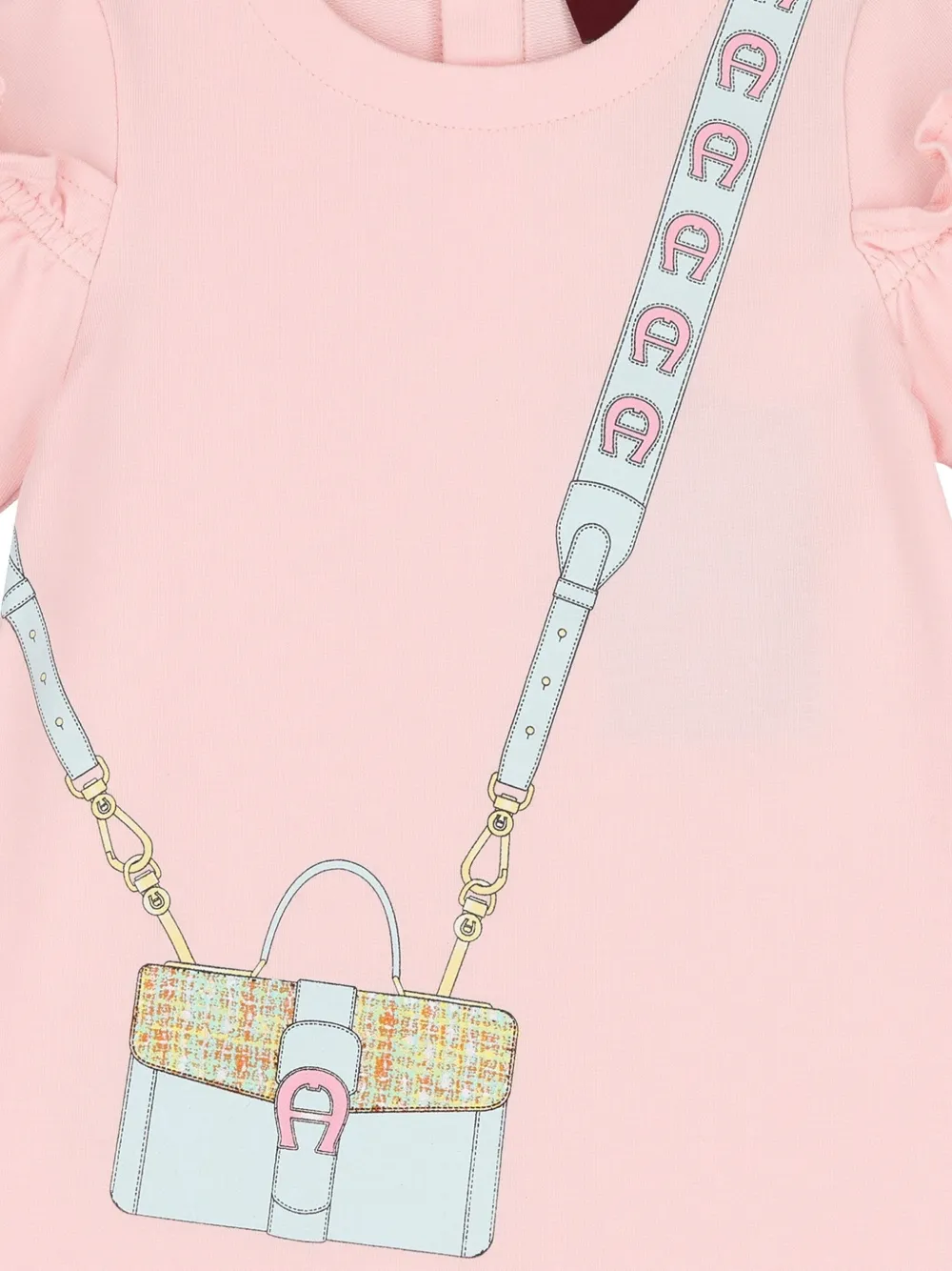 Aigner Kids ruffled bag-print dress Roze