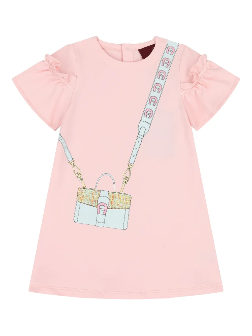 Aigner Kids ruffled bag-print dress Roze