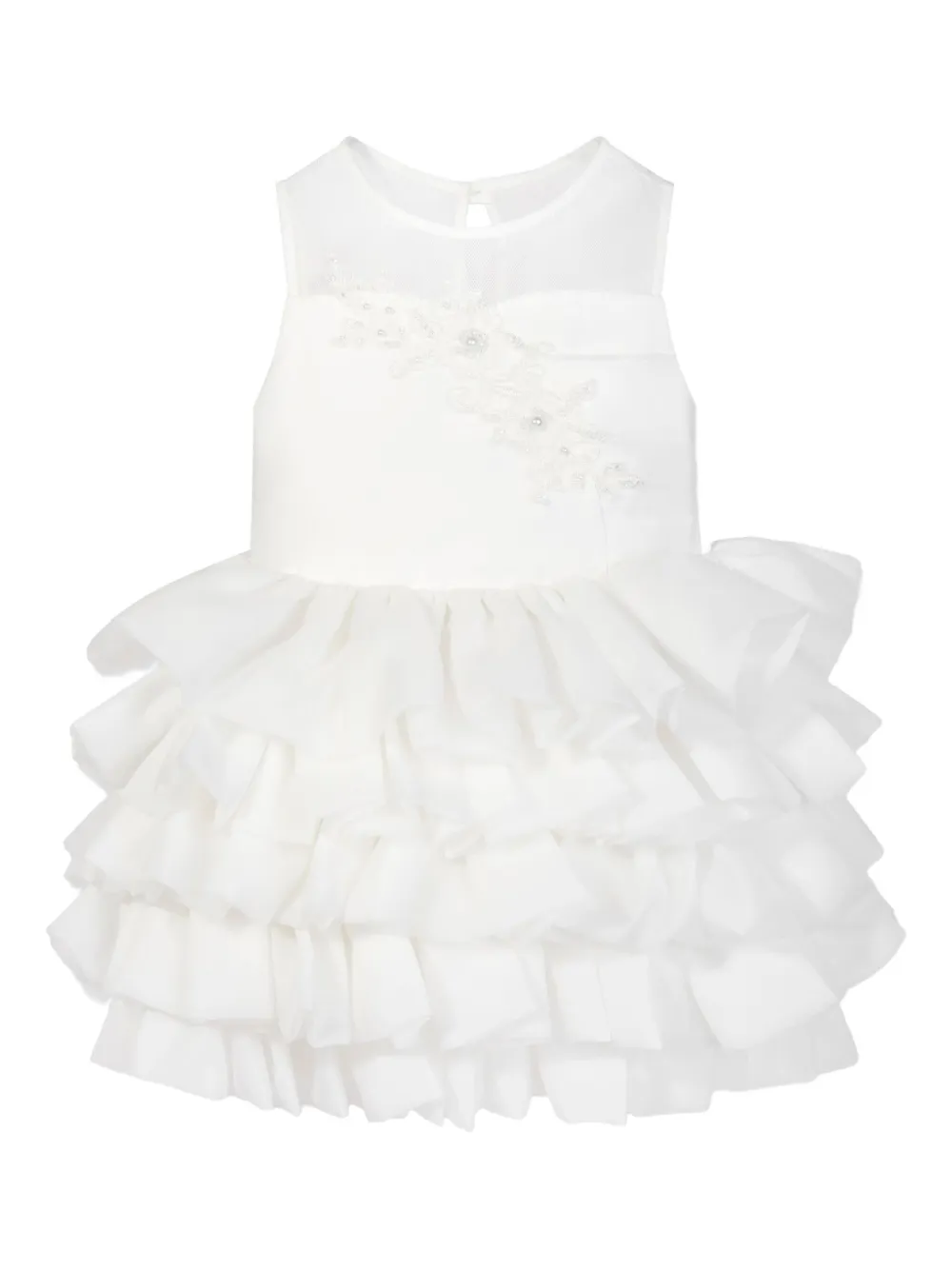 Dress & Fleur Jurk met kanten verfraaiing en ruches Wit