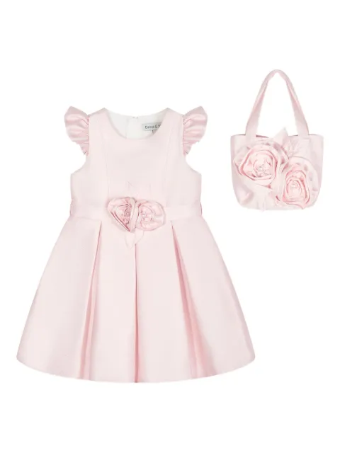 Dress & Fleur frill-sleeved rose-embellished dress