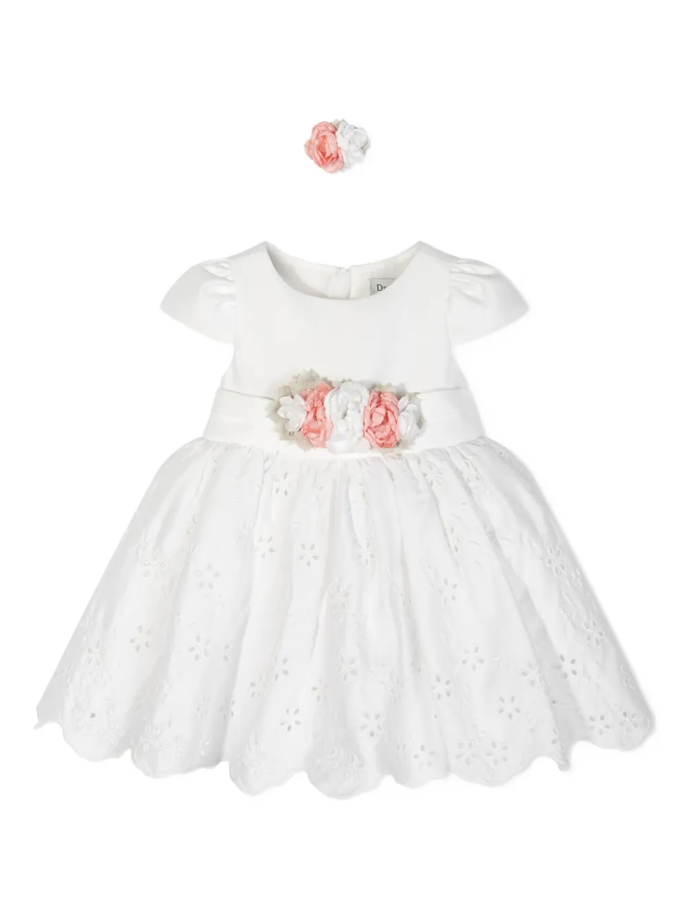 Dress & Fleur فستان بحلقات معدنية وزينة زهرة | أبيض | Image 1
