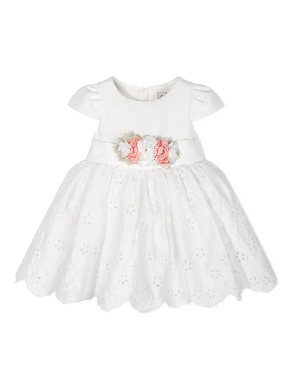 Dress & Fleur Jurk verfraaid met bloemen en ringlets - Wit