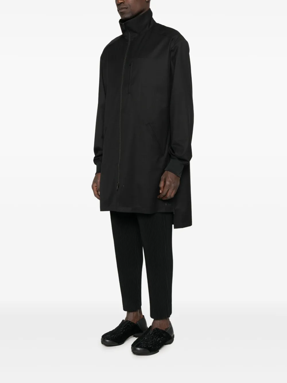  Y-3 Zip-front Long Jacket - Black 