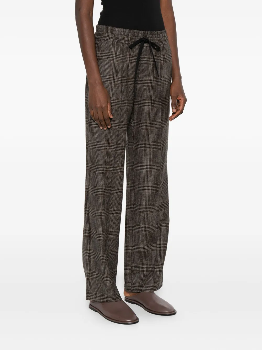 Phisique Du Role Checked Drawstring Trousers In Gray