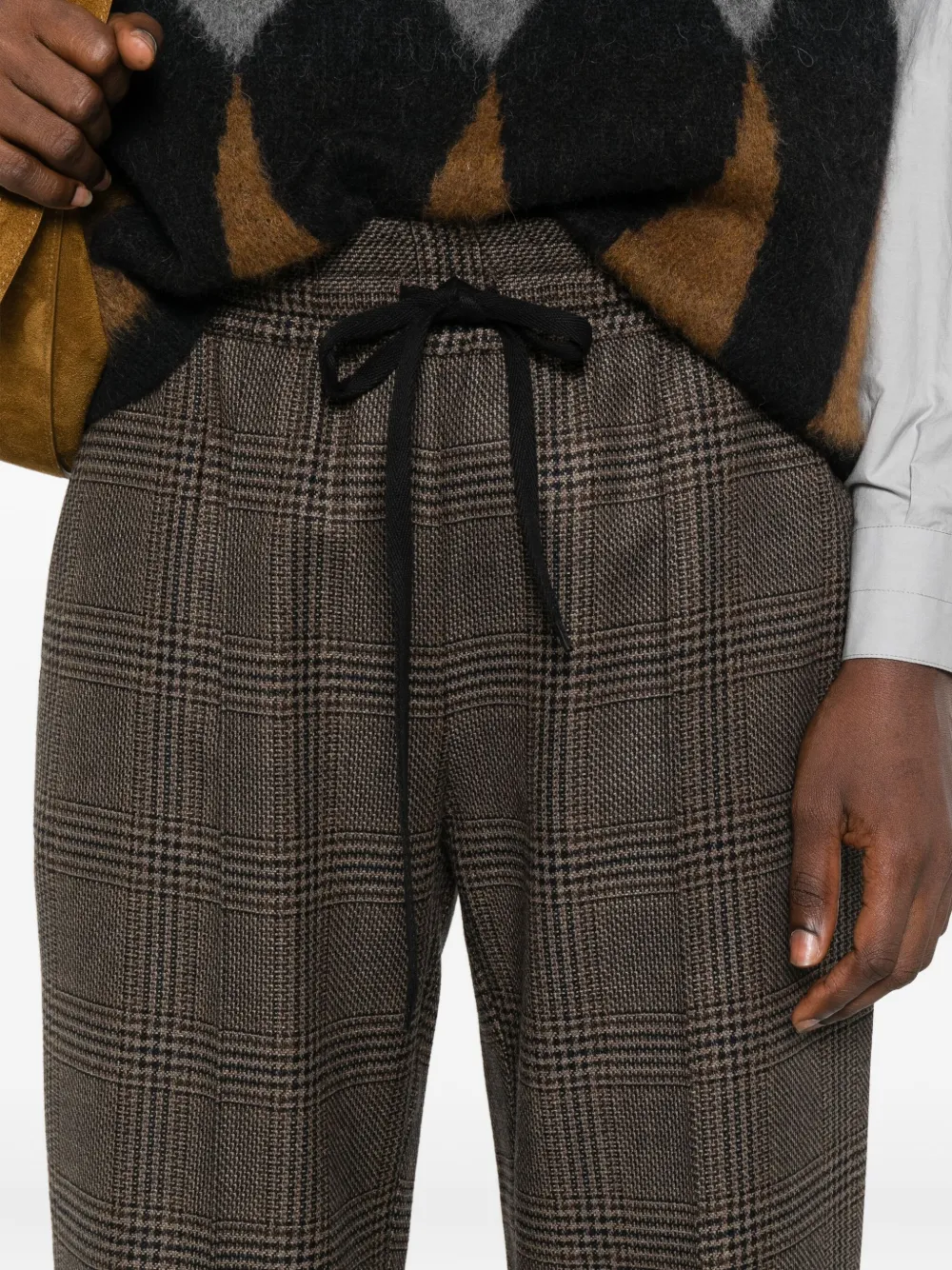 Phisique Du Role Checked Drawstring Trousers In Gray