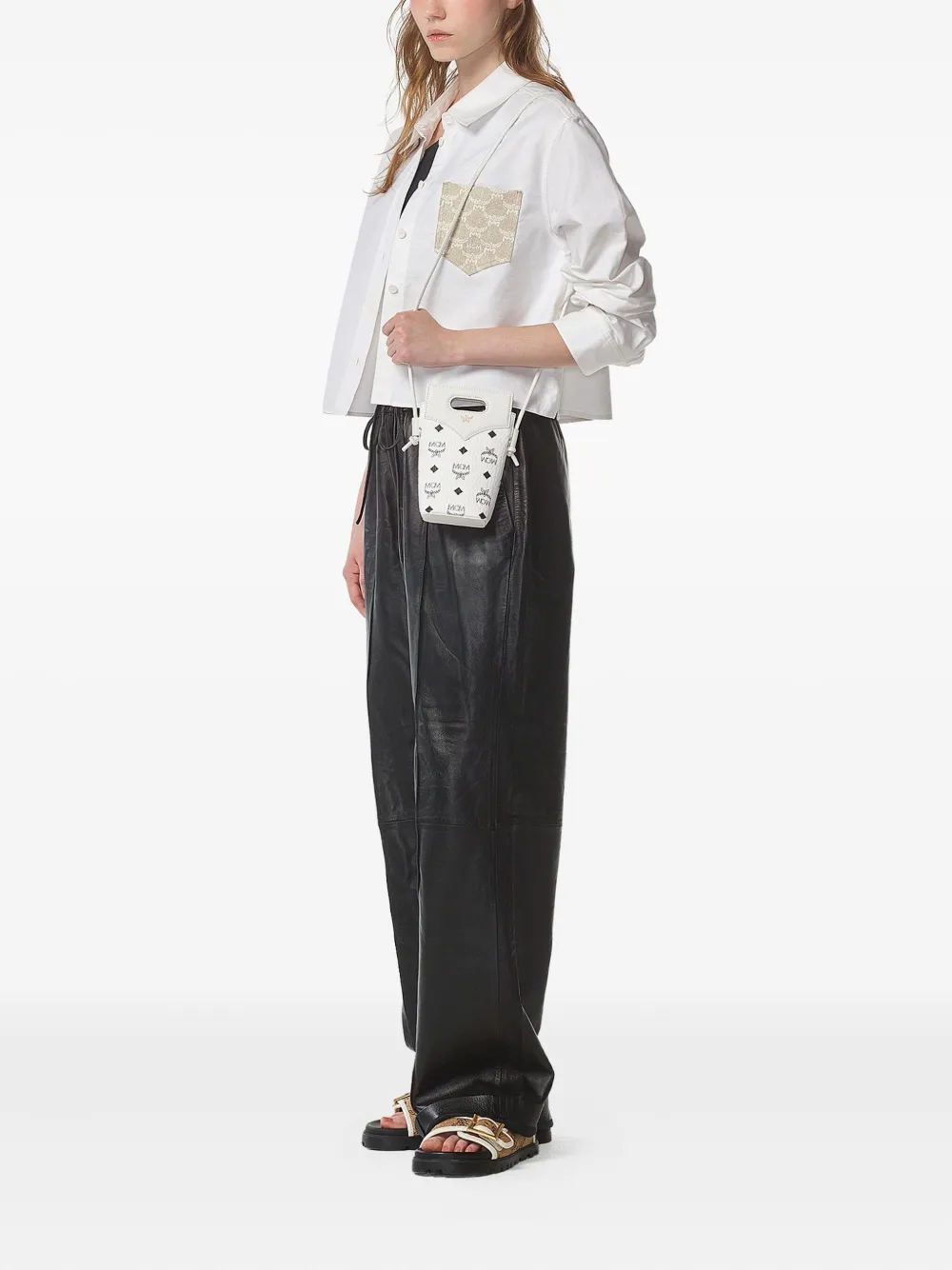 MCM Diamond Visetos leren crossbodytas Wit