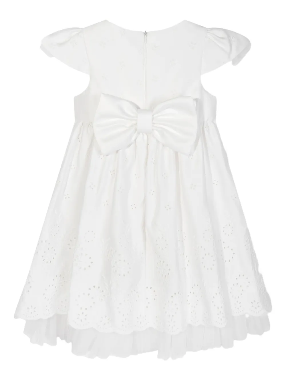 Dress & Fleur Embroidered Ruffle-sleeve Dress Set In White