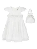 Dress & Fleur embroidered ruffle-sleeve dress set - White
