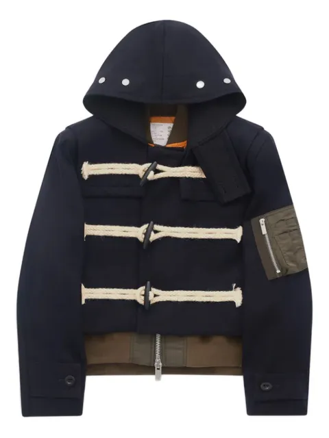sacai toggle-fastening hooded jacket