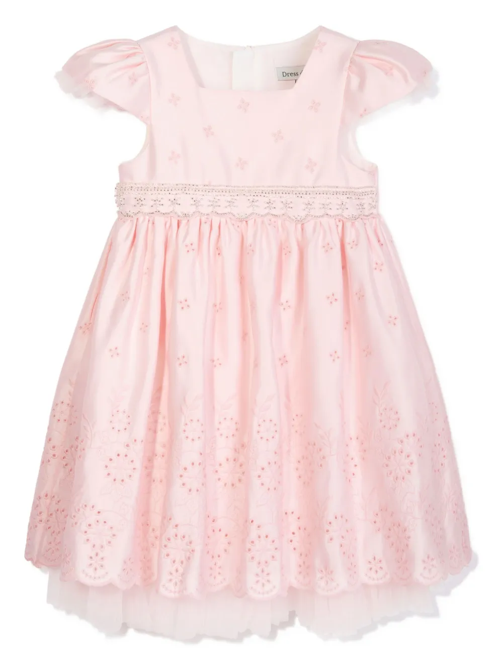 Dress & Fleur Embroidered Puff-sleeve Dress Set In Pink