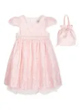 Dress & Fleur embroidered puff-sleeve dress set - Pink