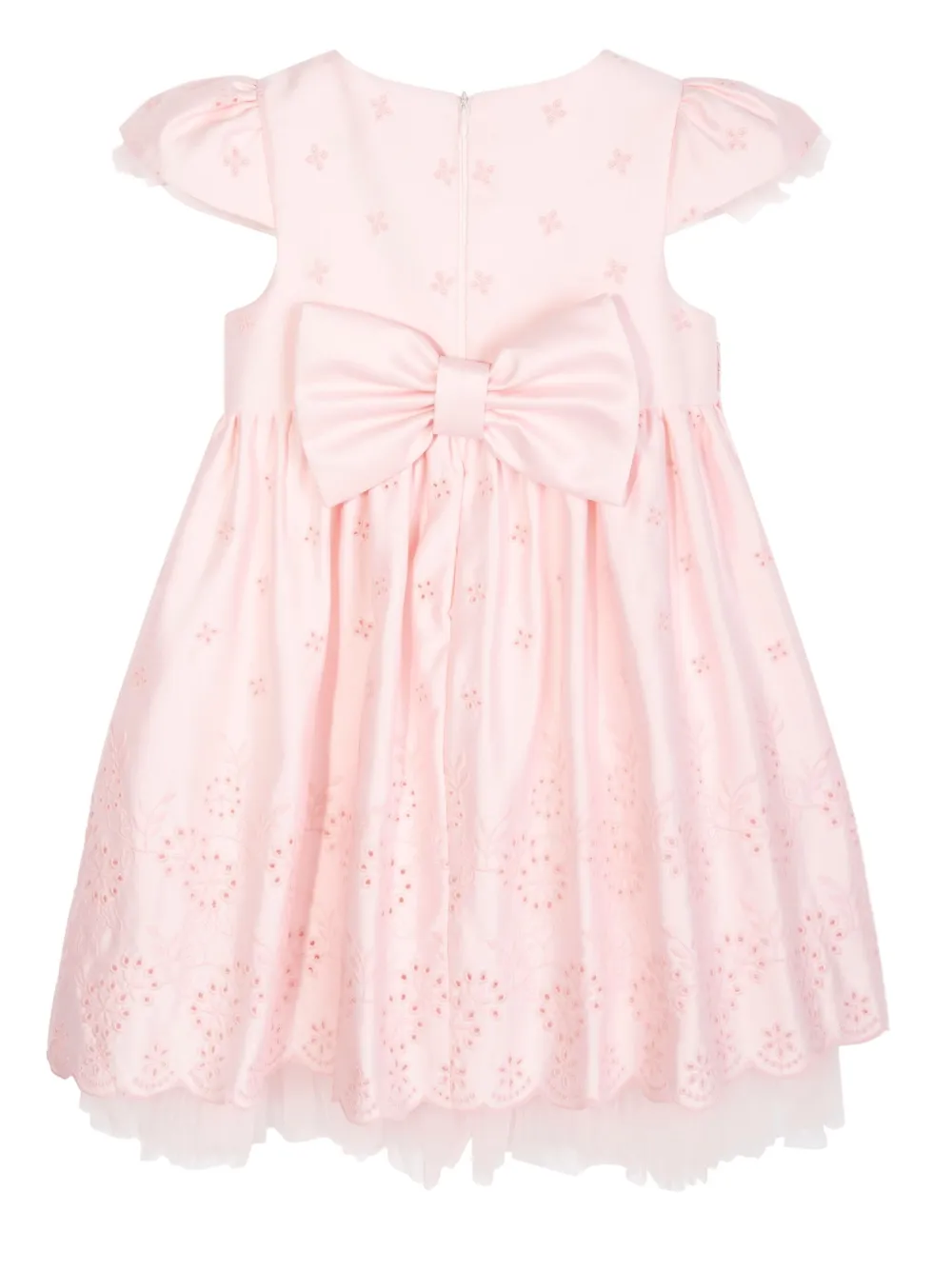 Dress & Fleur Jurk set met pofmouwen en borduurwerk Roze
