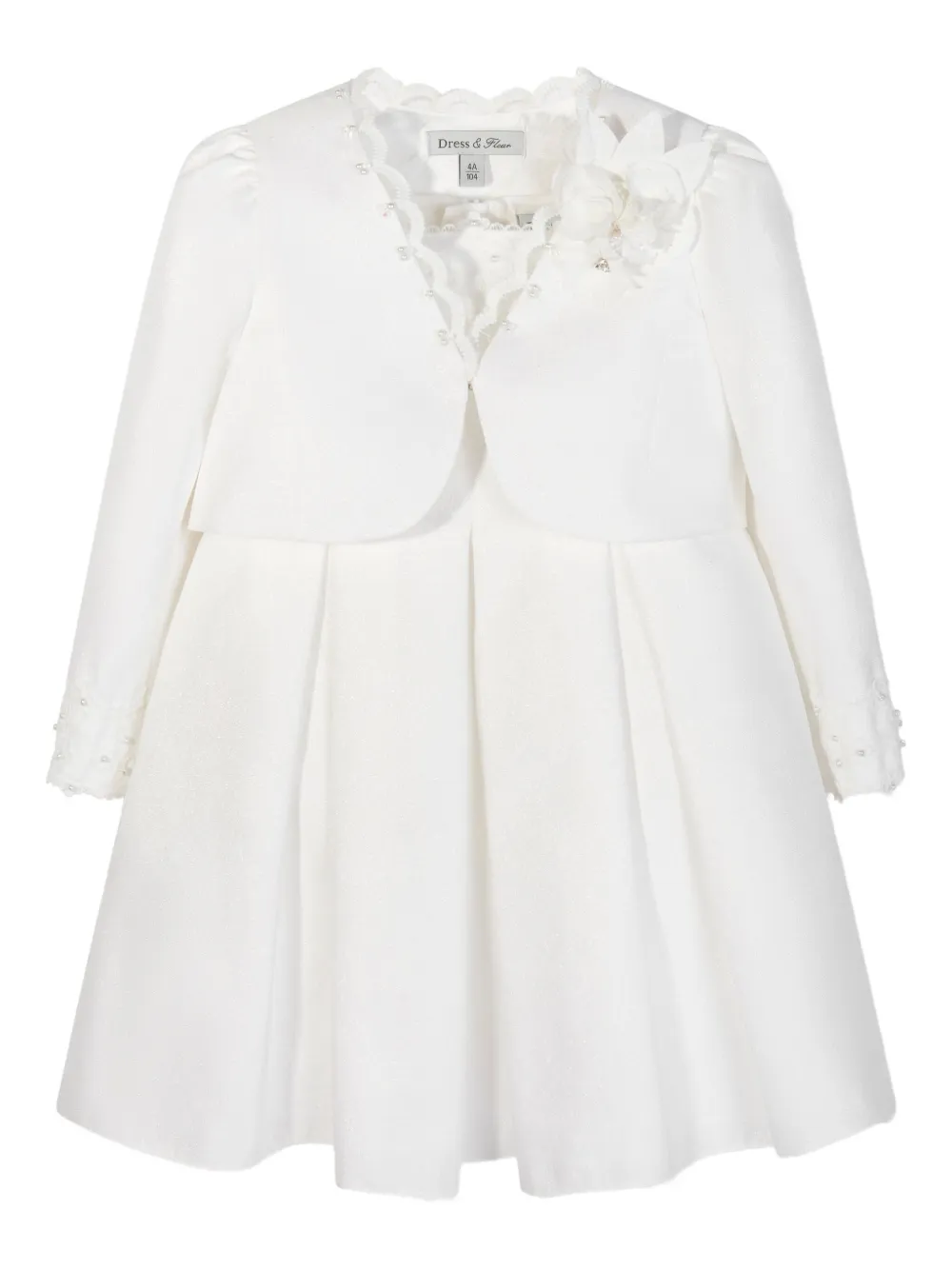 Dress & Fleur Jurk verfraaid met parels en bloemen Wit