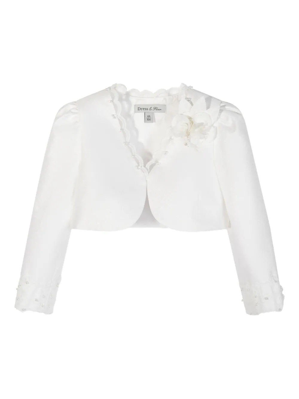 Dress & Fleur Jurk verfraaid met parels en bloemen Wit