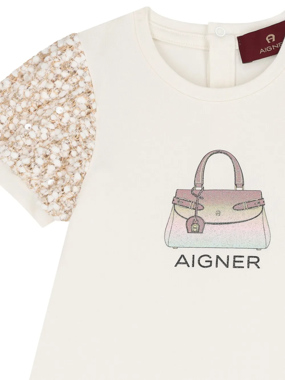 Aigner Kids bag-print embellished dress Wit