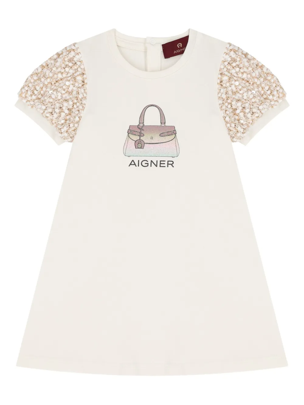 Aigner Kids bag-print embellished dress Wit