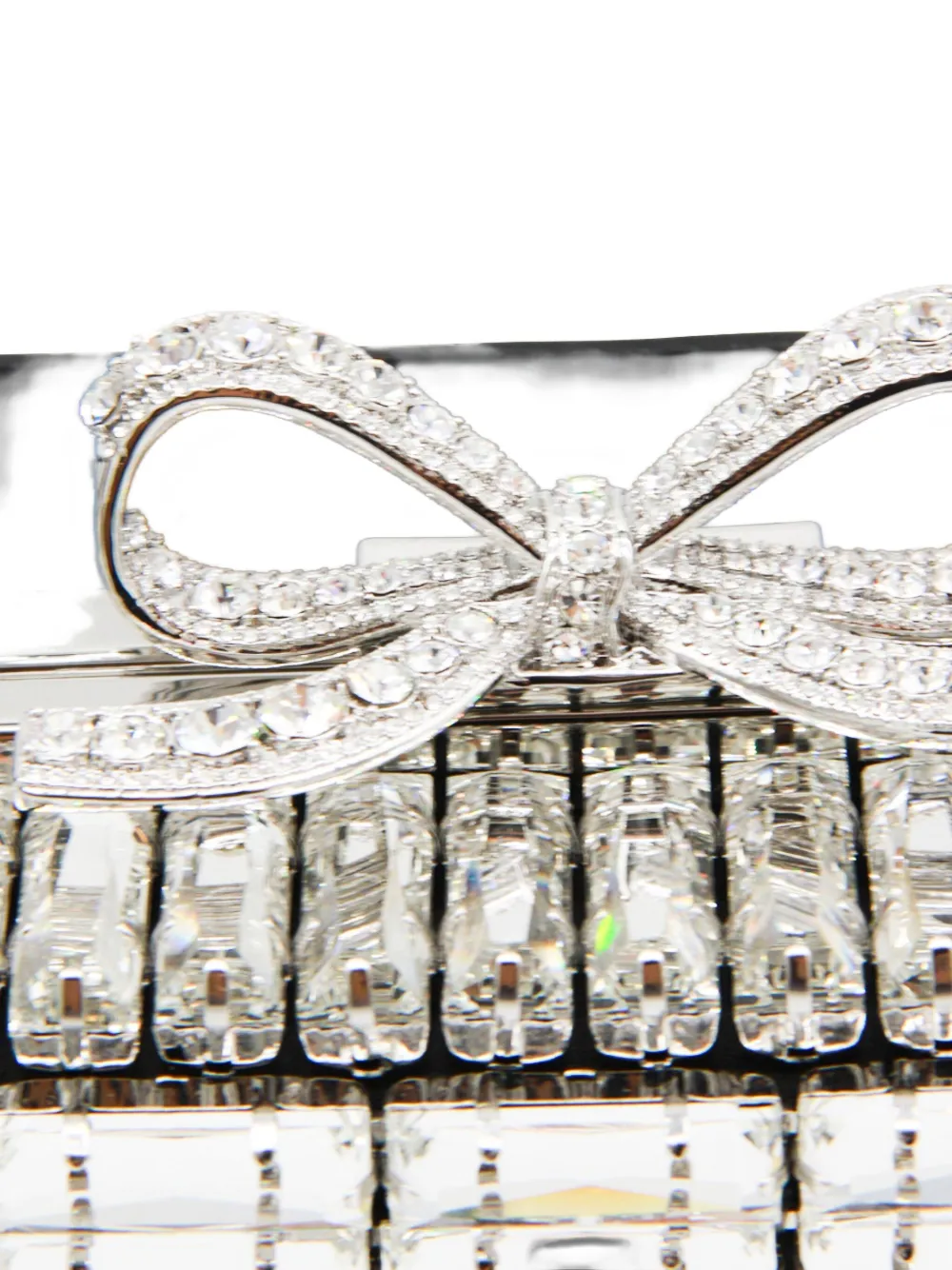 Self-portrait Crystal-embellished Bow Shoulder Bag In Silver