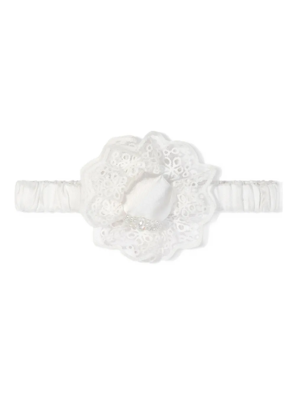 Dress & Fleur Jurk met teddybeerapplicatie en kanten afwerking Wit