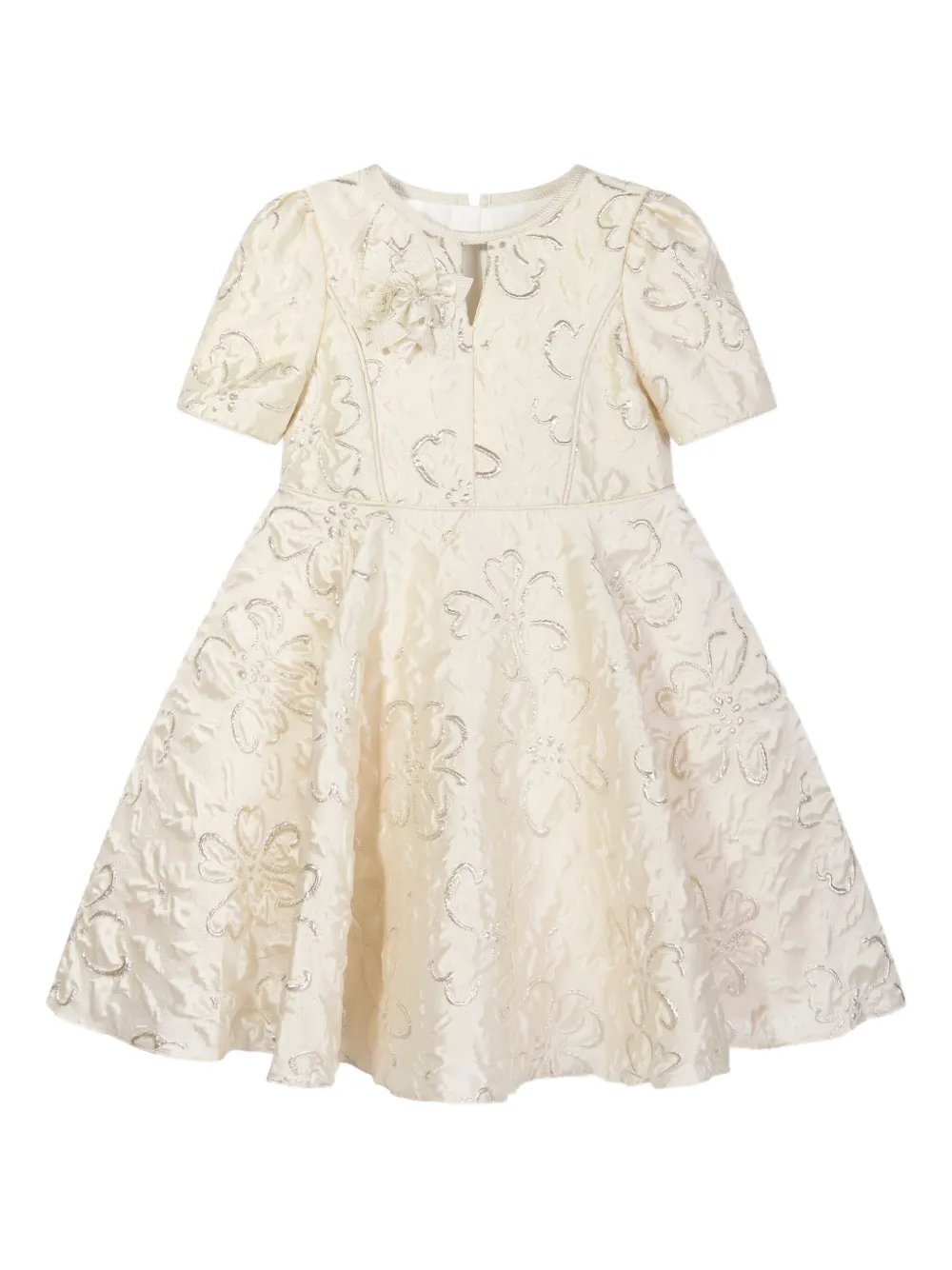 Dress & Fleur Floral-jacquard Lace-up Dress In Neutral