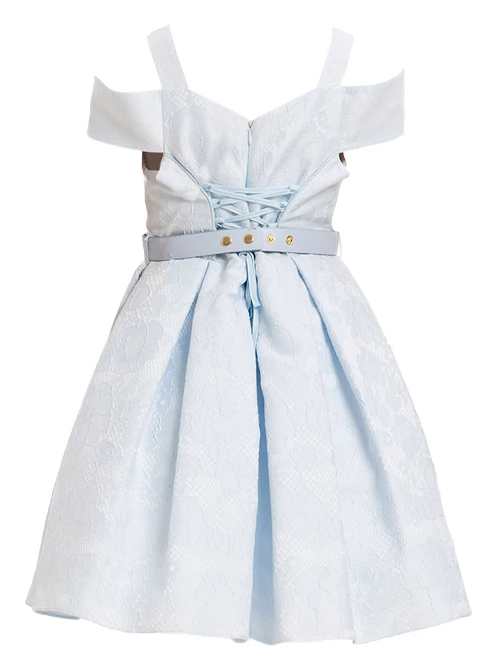 Dress & Fleur Cold-shoulder Lace-effect Dress In Blue