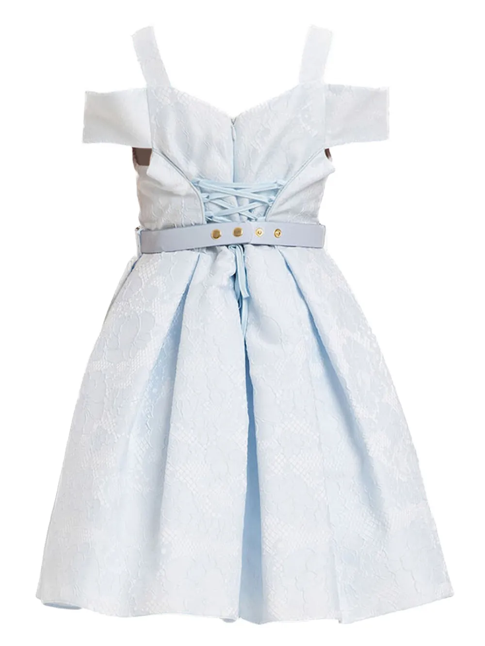  Dress & Fleur Cold-shoulder Lace-effect Dress - Blue 