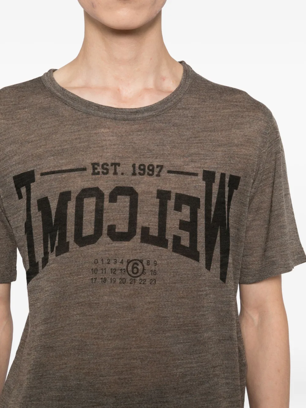 MM6 Maison Margiela Wollen T-shirt Bruin