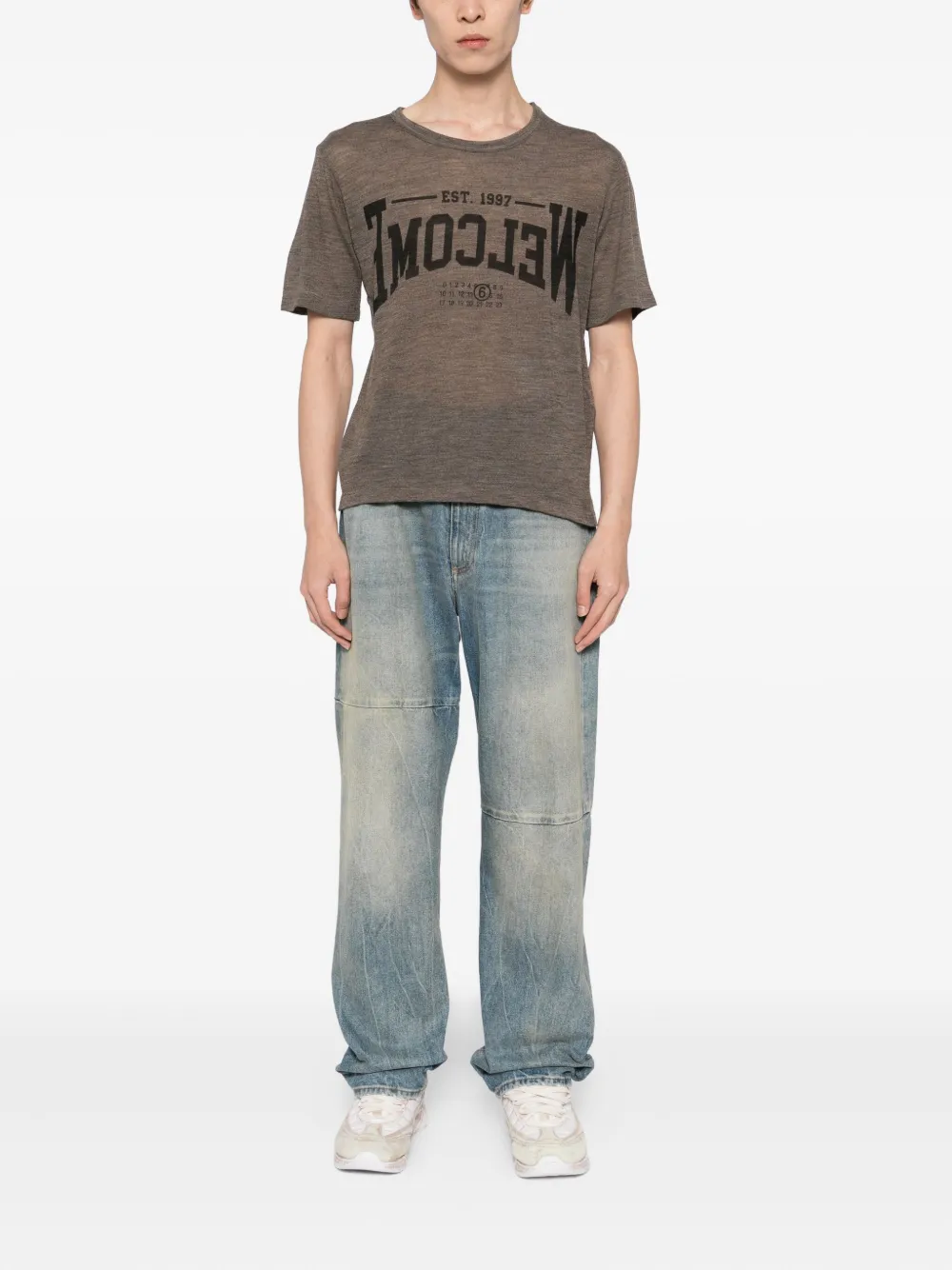 MM6 Maison Margiela Wollen T-shirt - Bruin