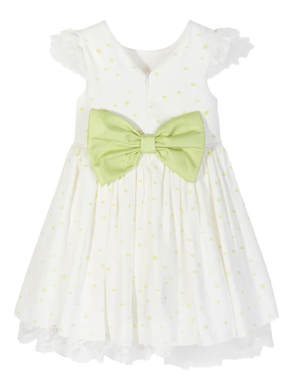 Dress & Fleur Polka-dot Lace-trimmed Dress In White