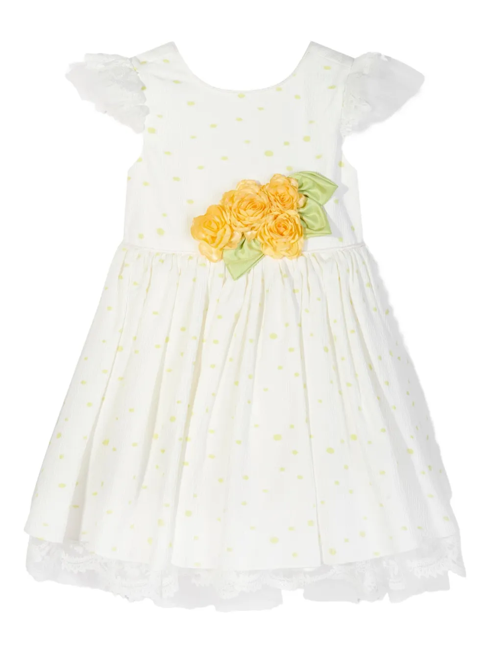 Dress & Fleur Polka-dot Lace-trimmed Dress In White