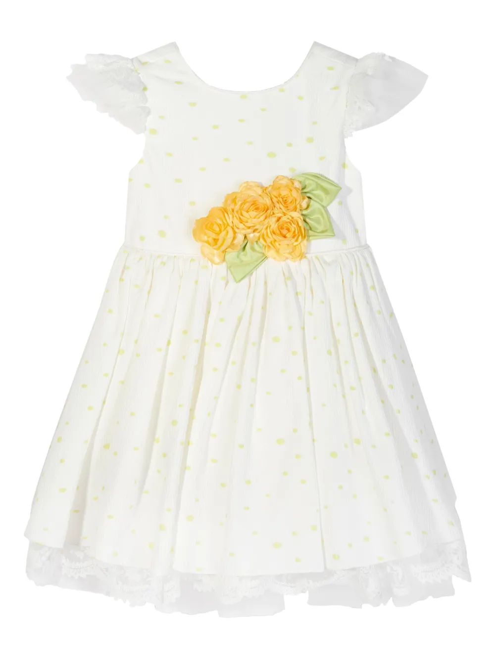 Dress & Fleur Jurk met afwerking van kant en stippen Wit