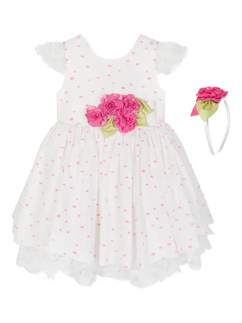 Dress & Fleur polka-dot rose-embellished dress