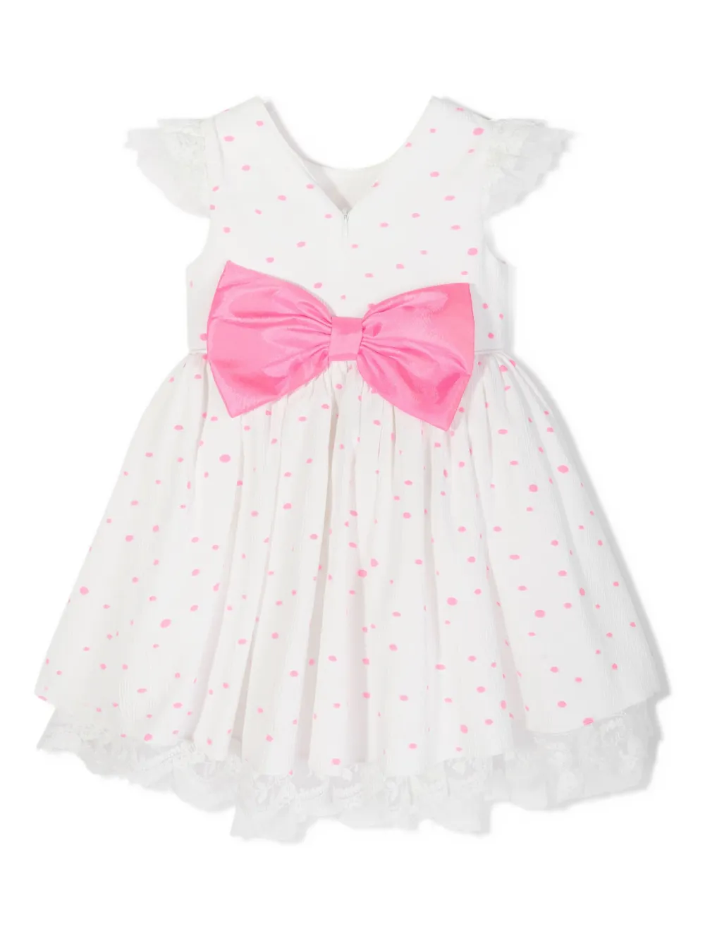 Dress & Fleur Jurk verfraaid met rozen en stippen Wit
