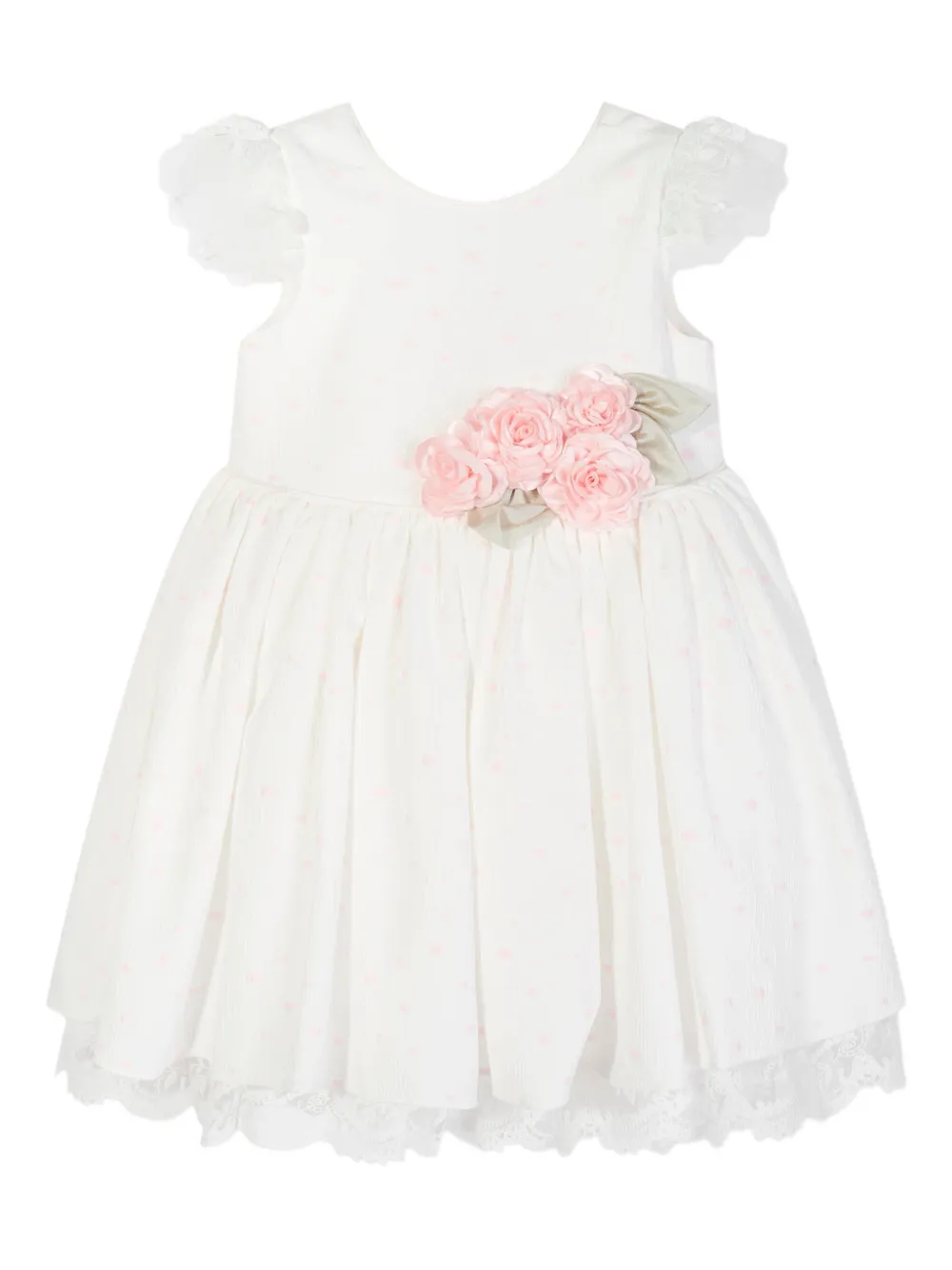 Dress & Fleur Rose-embellished Lace Dress In White