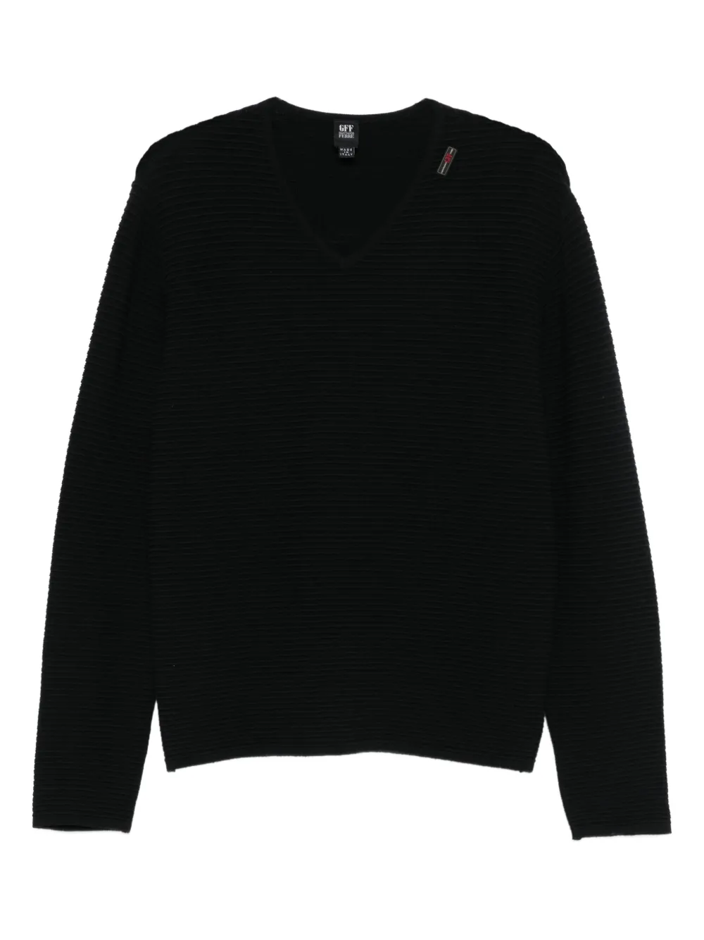 Gianfranco Ferré Pre-Owned 1990s ribbed V-neck sweater | Black | Image 1