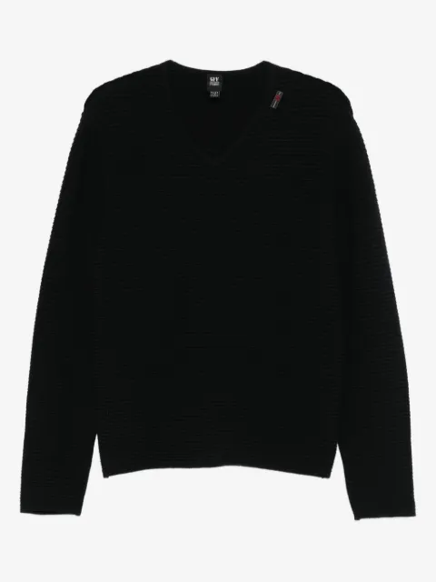Gianfranco Ferré Pre-Owned suéter tejido de canalé con cuello en V 1990