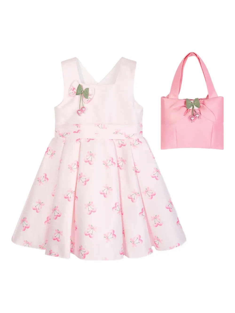 Dress & Fleur リボン チェリープリント ワンピース - ホワイト Dress & Fleur リボン チェリープリント ワンピース - ホワイト