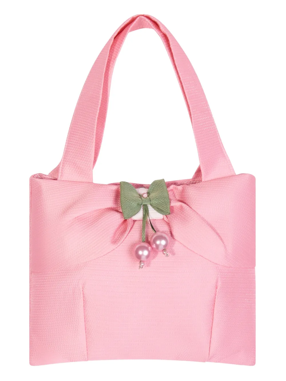 Dress & Fleur Bow-embellished Cherry-print Dress In Pink