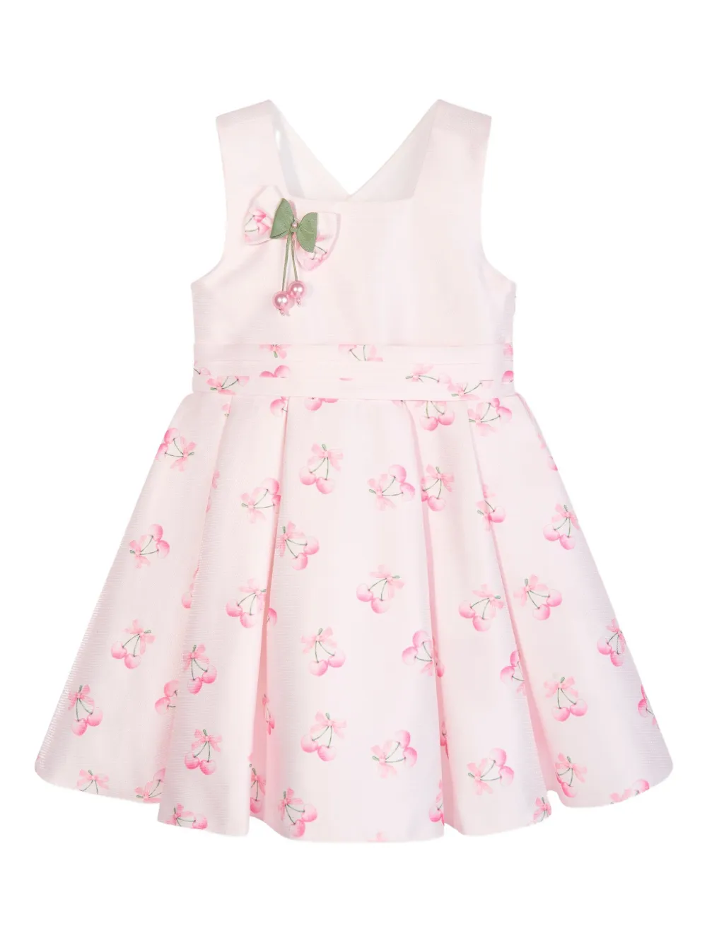 Dress & Fleur Bow-embellished Cherry-print Dress In Pink