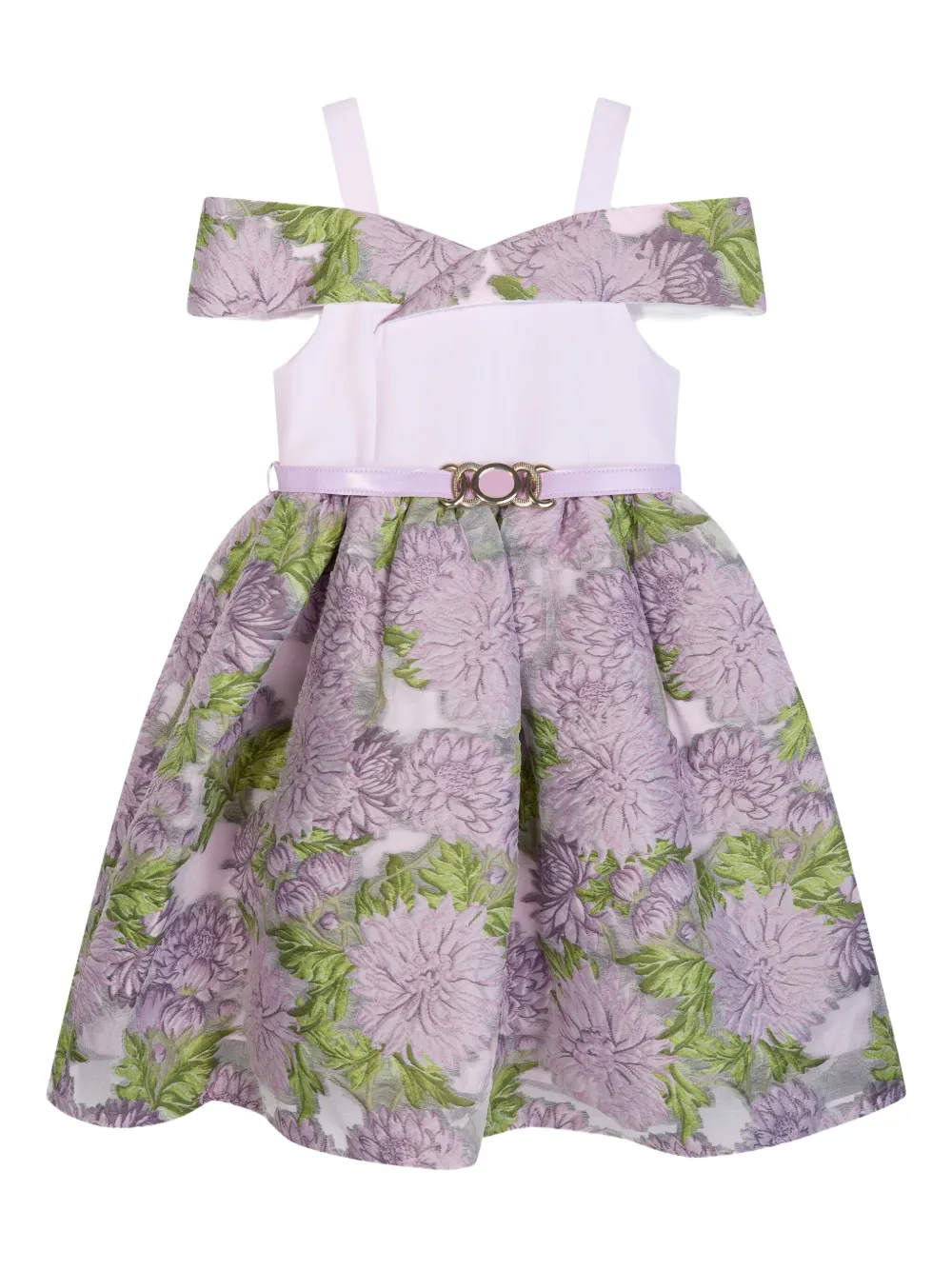 Dress & Fleur Floral-print Off-shoulder Dress In Purple
