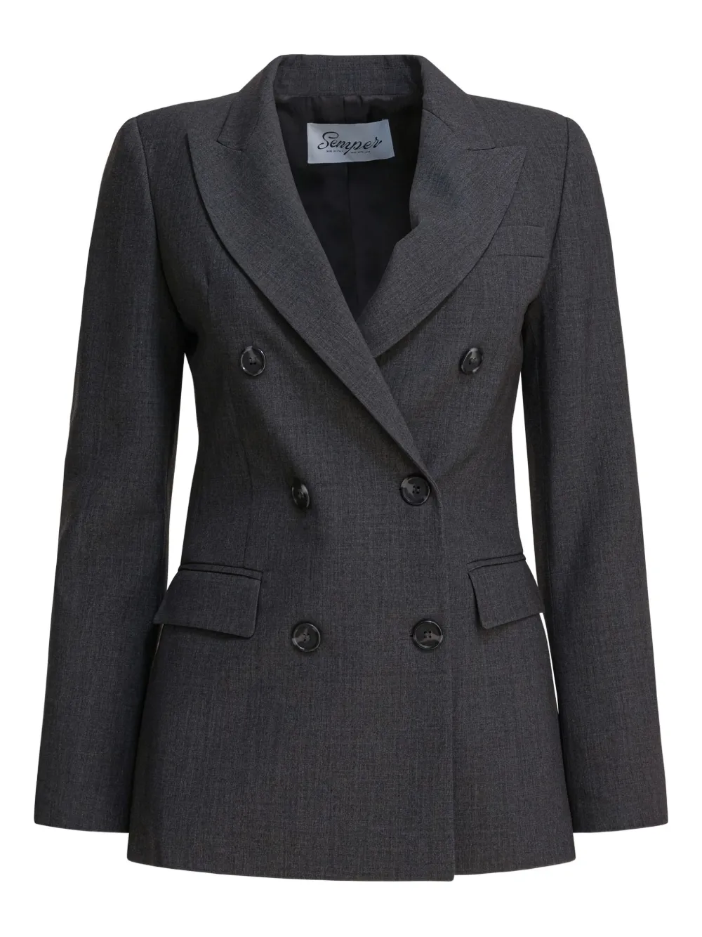 double-breasted pocketed blazer