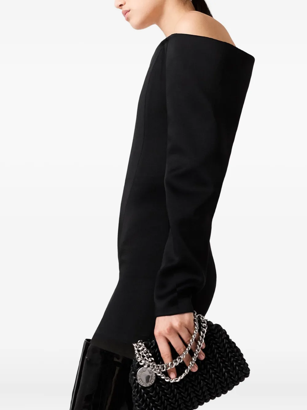 Stella McCartney off-shoulder long-sleeve mini dress Zwart