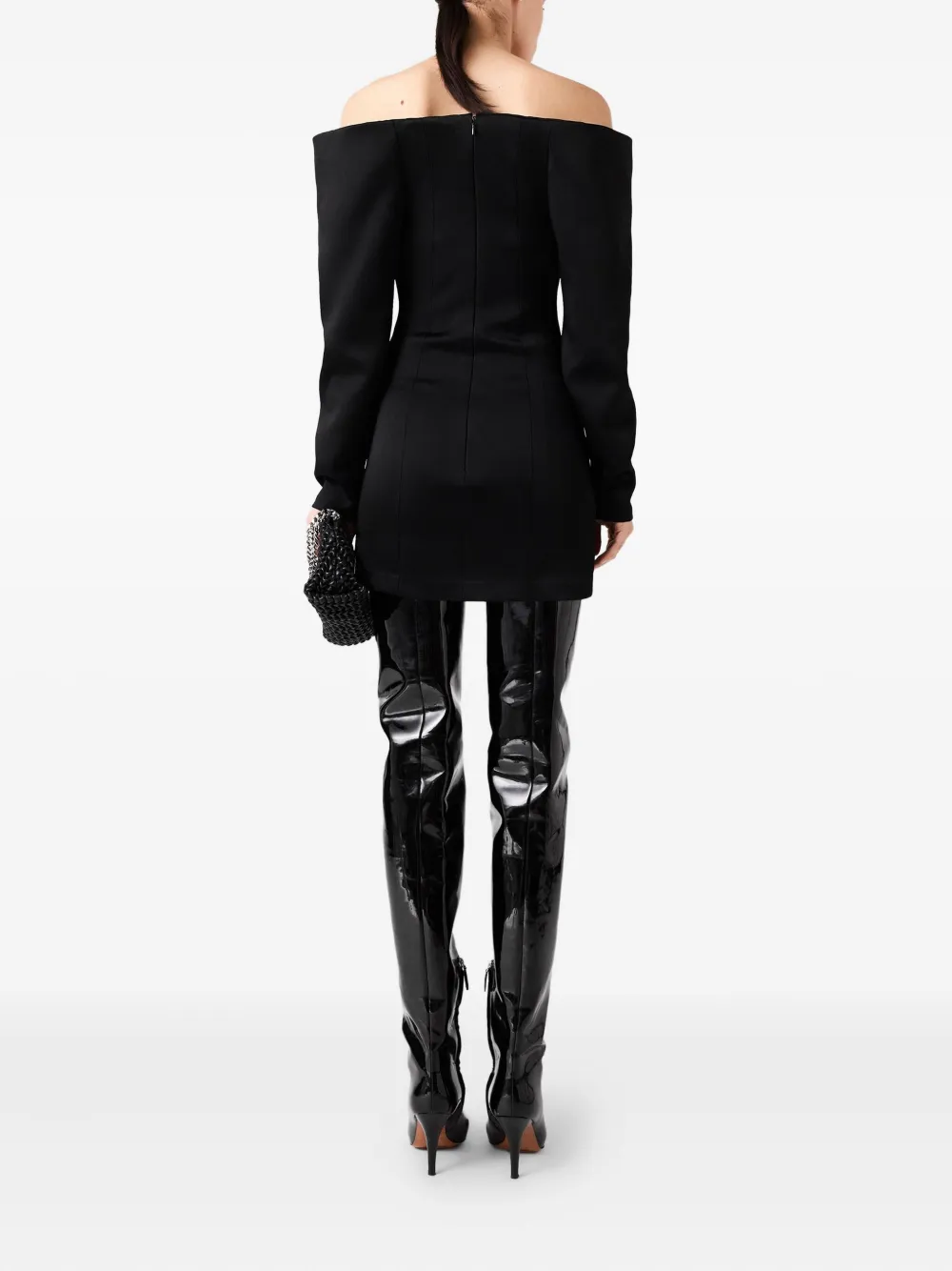 Stella McCartney off-shoulder long-sleeve mini dress Zwart