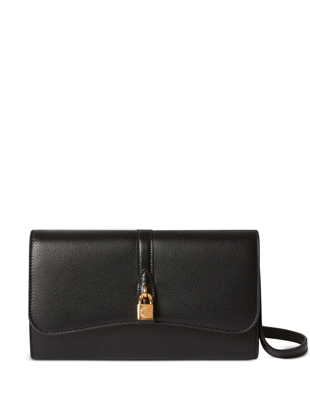 Stella Mccartney Ryder Padlock Flap Continental Wallet Bag In Black