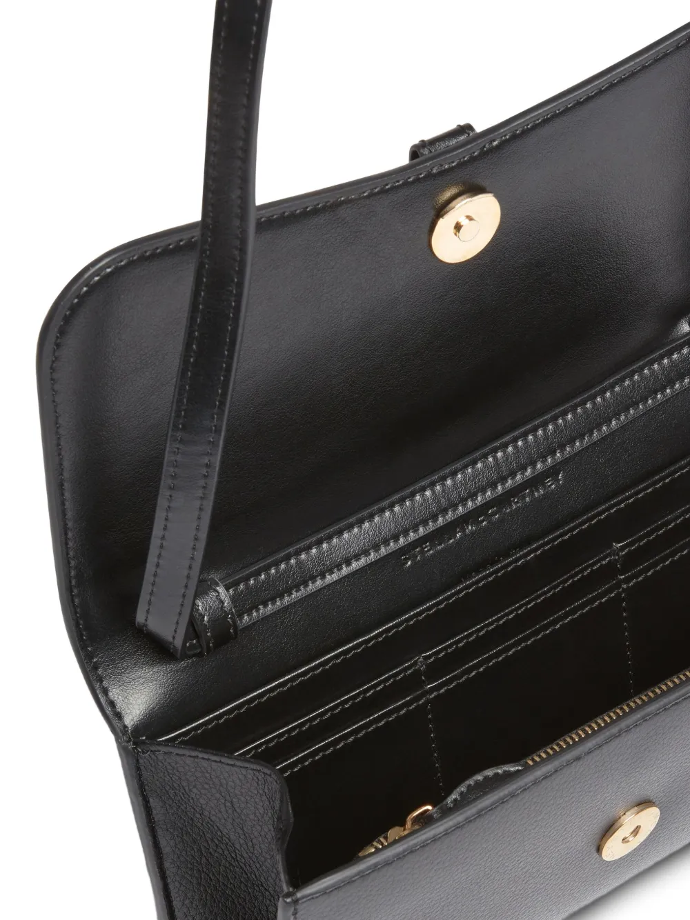 Stella Mccartney Ryder Padlock Flap Continental Wallet Bag In Black