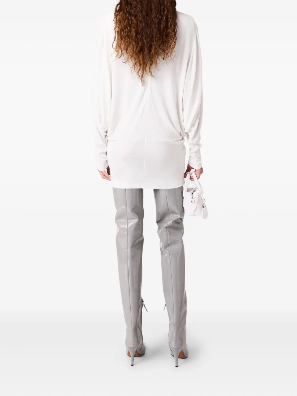 Stella McCartney gathered-detail long-sleeve mini dress Wit