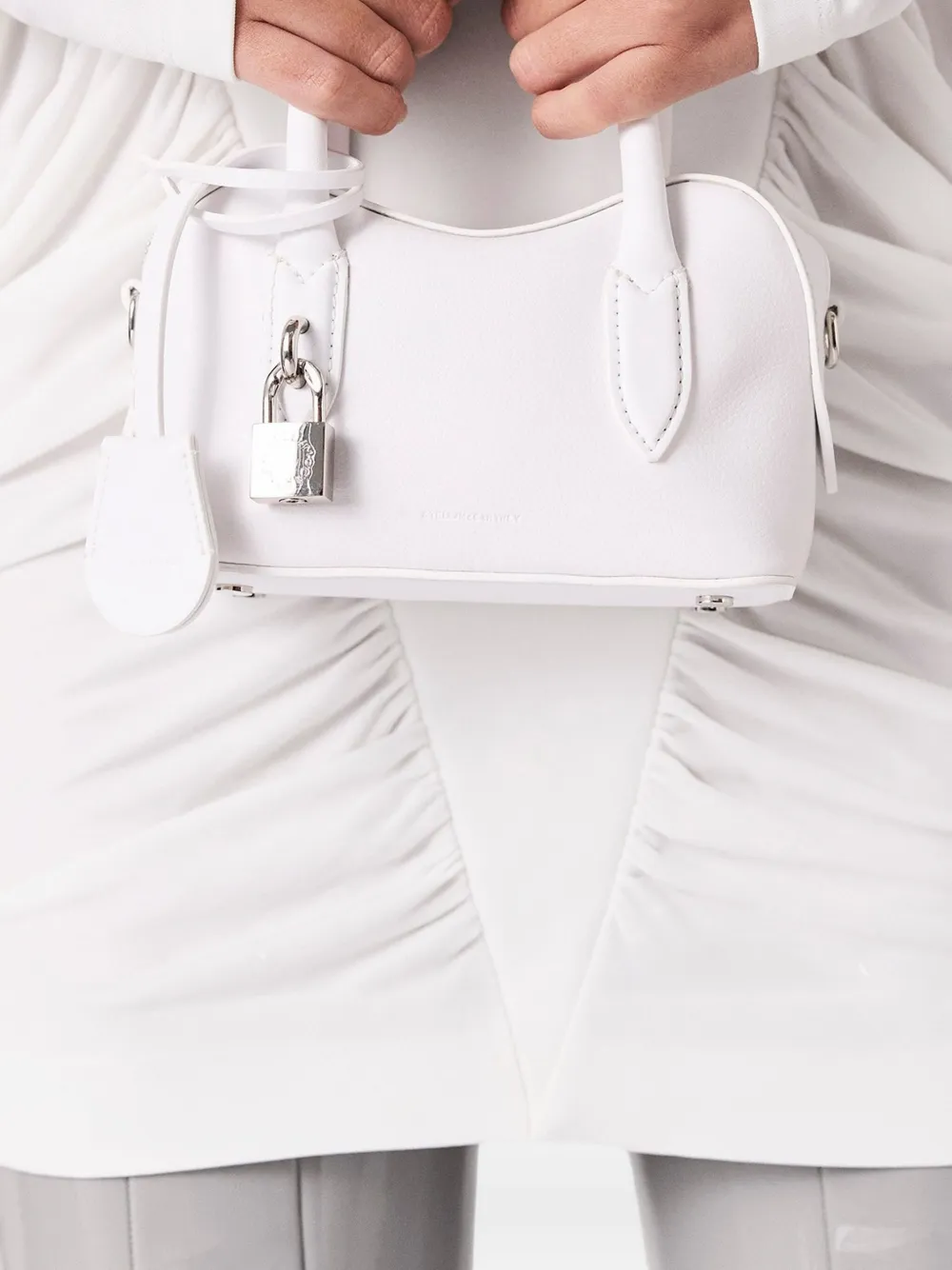 Stella McCartney gathered-detail long-sleeve mini dress Wit