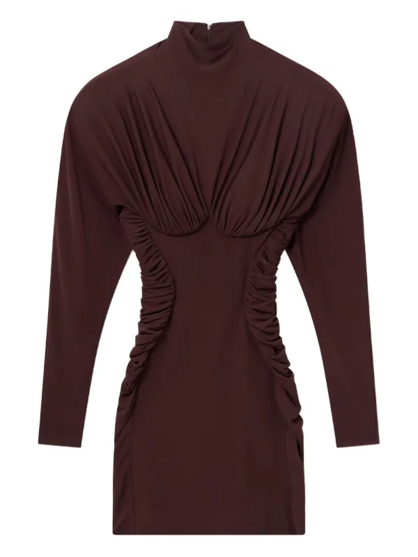 brown mini dress high neck Timberly | Burgundy High-Neck Tailored Micro-Mini Dress main image 1