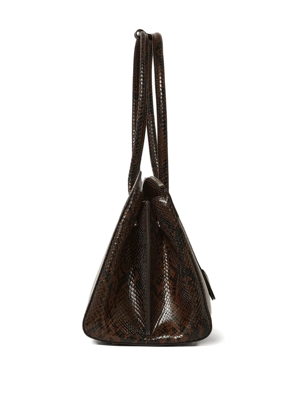 Stella Mccartney Ryder Snakeskin Embossed Faux Leather Tote In Brown